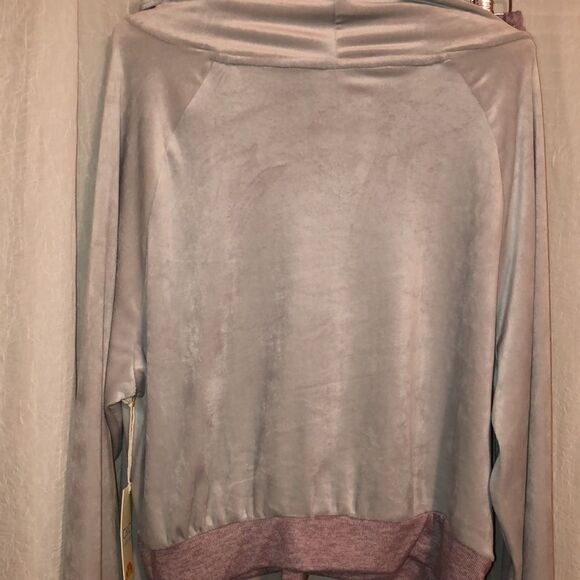 C&C California L Gray Mauve Pink Velour Jump Suit Lounge Crop Hoodie Set - Picture 10 of 12